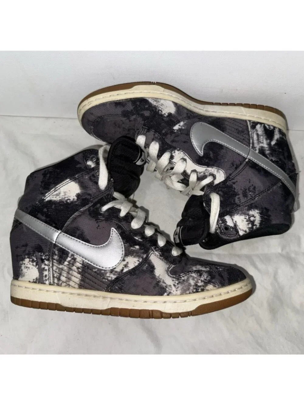 Nike Women’s Dunk Sky High Print Black 543258-004 Sneakers 8.5 Hidden Wedge